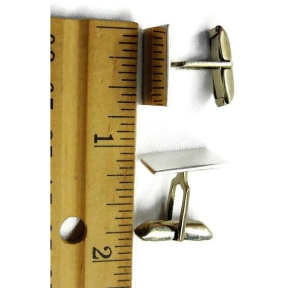 Classic Simple Elegant Rectangle Cufflinks Vintage Sterling Silver 925 Patina - Picture 4 of 9